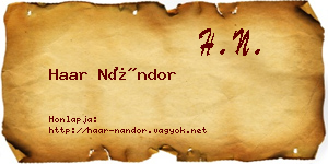 Haar Nándor névjegykártya